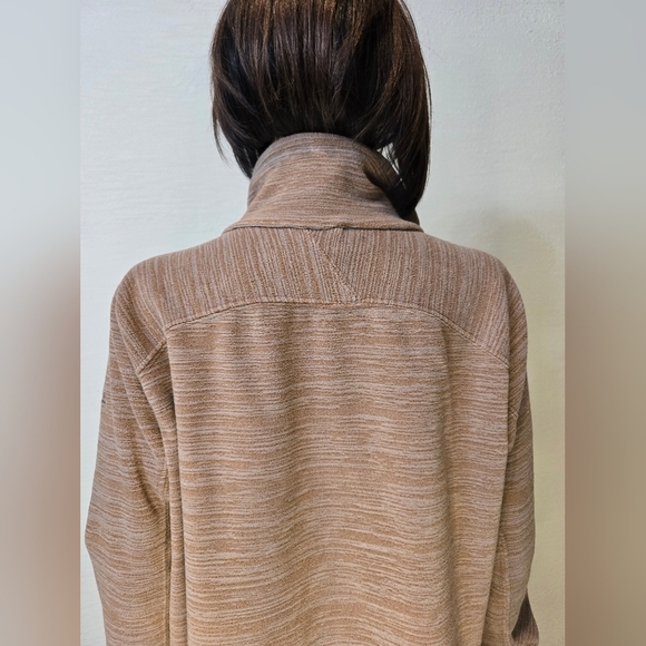 AVALANCHE  Women's  Xl Brown Fleece Jacket Diagonal Neck Zipper Whit Pockets - Picture 12 of 13